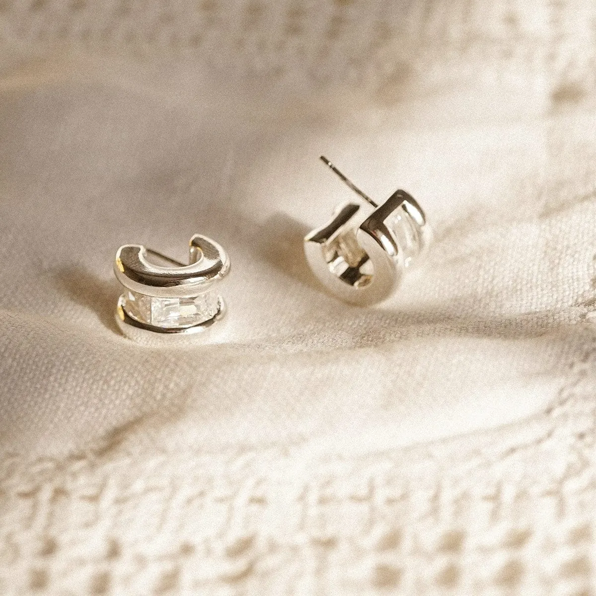 Polly Crystal Hoop Earrings Silver Plate sold by Daisy Jewellery product image thumbnail 3