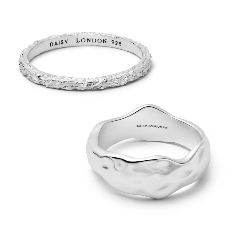 Summer Icons Ring Stack Sterling Silver made by Daisy Jewellery