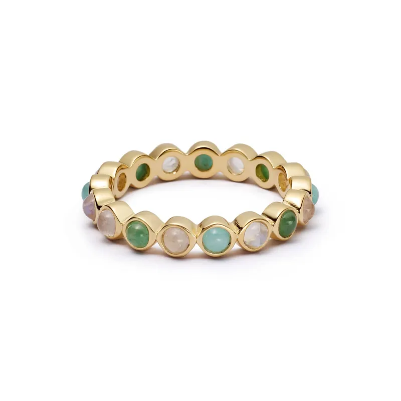 Mixed Gemstone Tennis Ring 18ct Gold Plate made by Daisy Jewellery