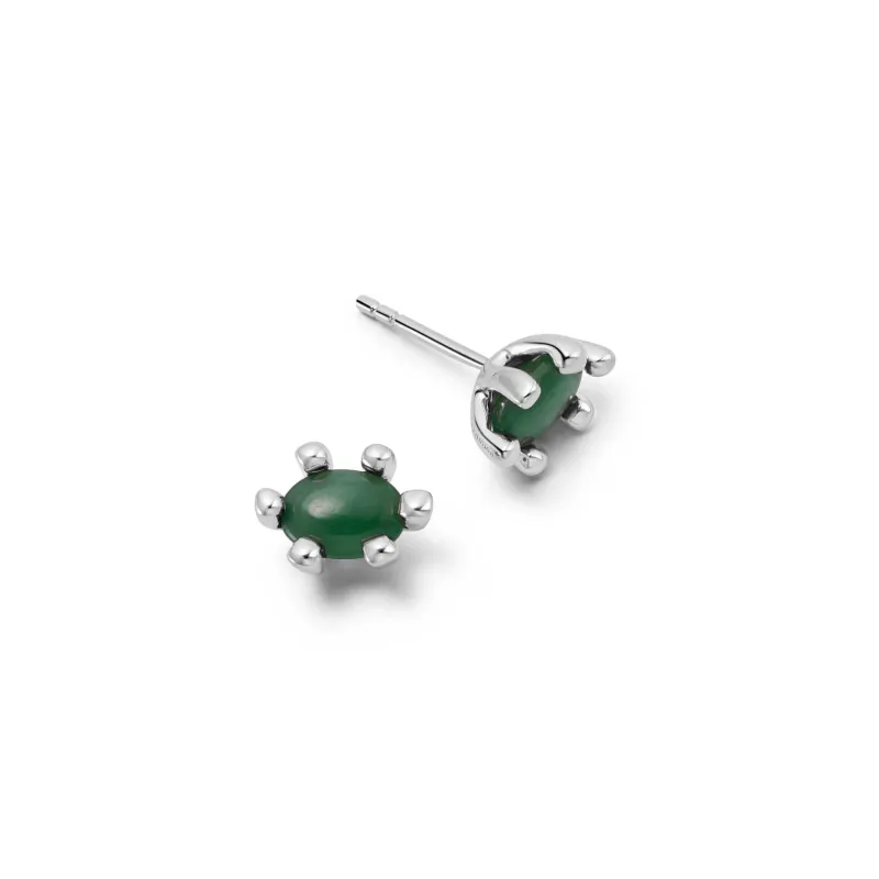 Green Aventurine Claw Stud Earrings Sterling Silver made by Daisy Jewellery