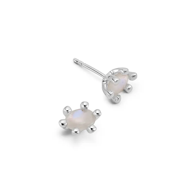 Moonstone Claw Stud Earrings Sterling Silver made by Daisy Jewellery
