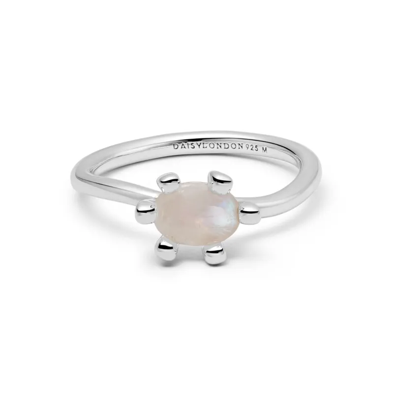 Moonstone Claw Ring Sterling Silver made by Daisy Jewellery