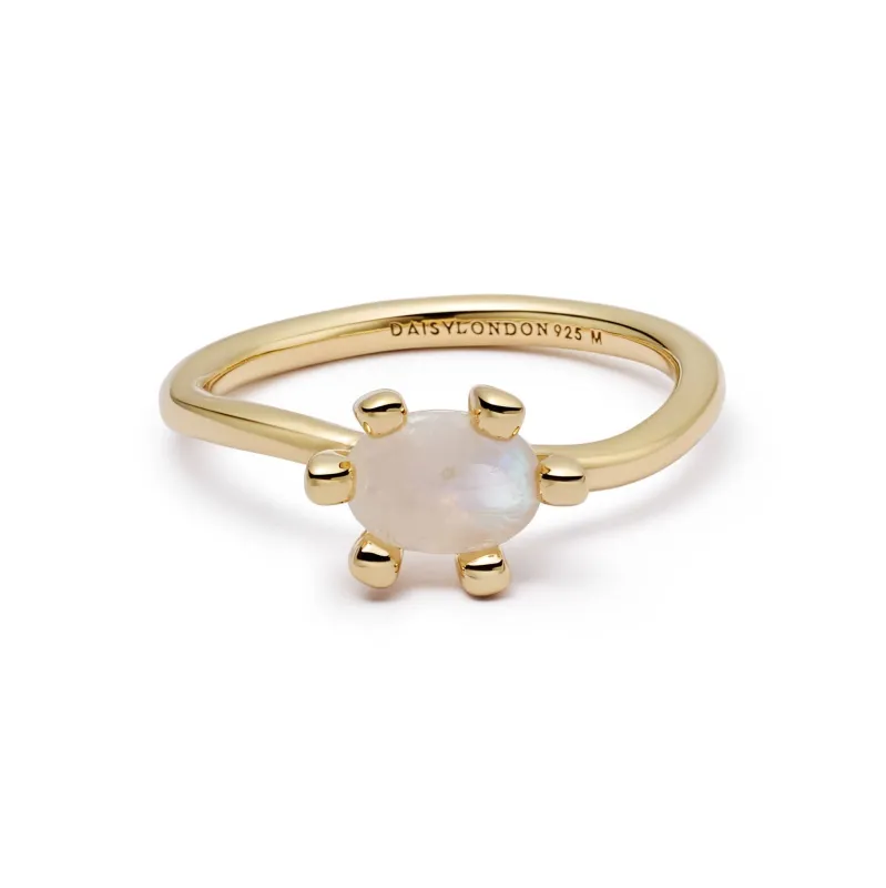 Moonstone Claw Ring 18ct Gold Plate made by Daisy Jewellery