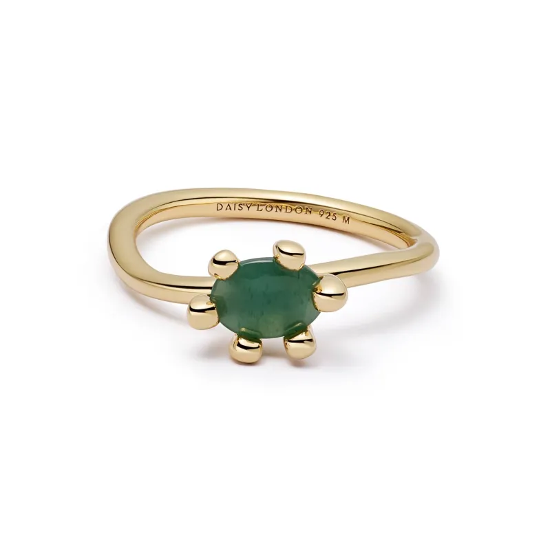 Green Aventurine Claw Ring 18ct Gold Plate made by Daisy Jewellery