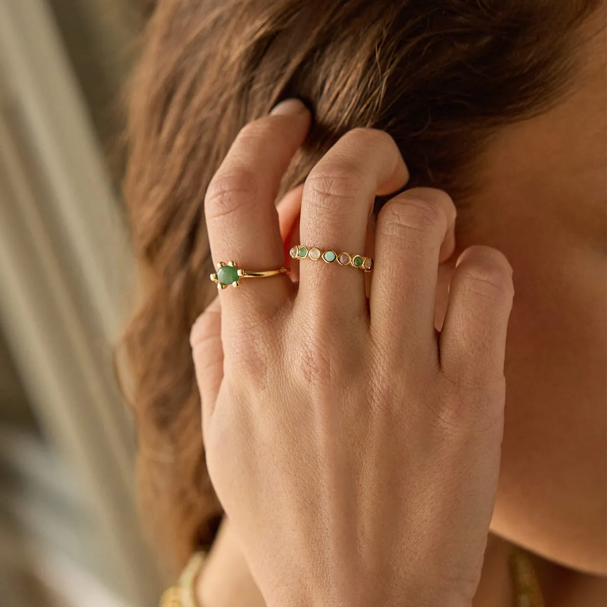 Green Aventurine Claw Ring 18ct Gold Plate sold by Daisy Jewellery product image thumbnail 2