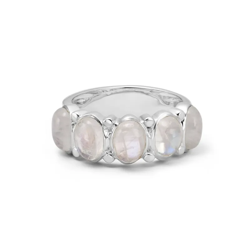 Bold Moonstone Ring Sterling Silver made by Daisy Jewellery