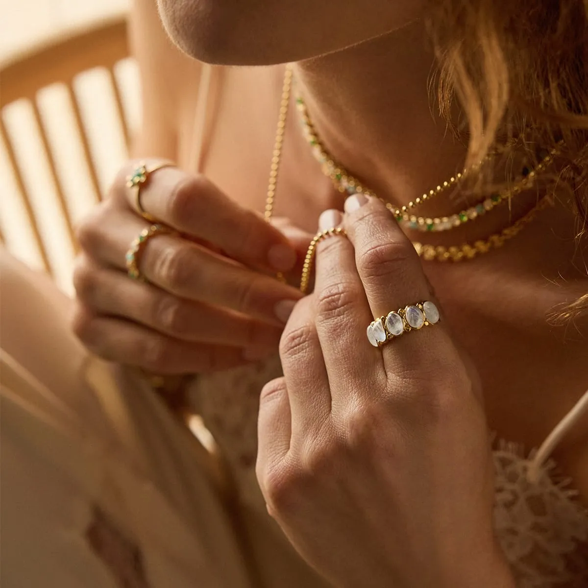 Bold Moonstone Ring 18ct Gold Plate sold by Daisy Jewellery product image thumbnail 4