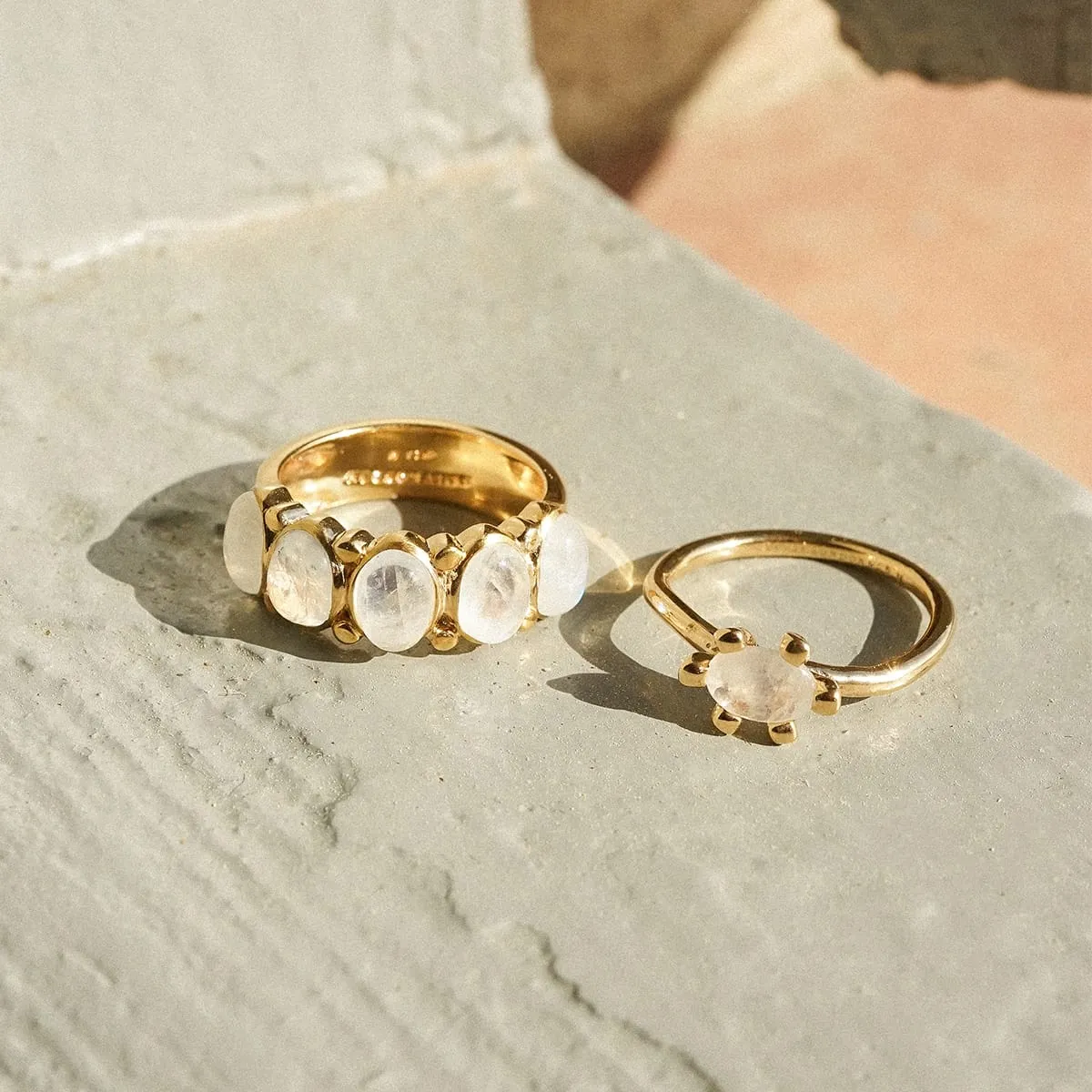 Bold Moonstone Ring 18ct Gold Plate sold by Daisy Jewellery product image thumbnail 5