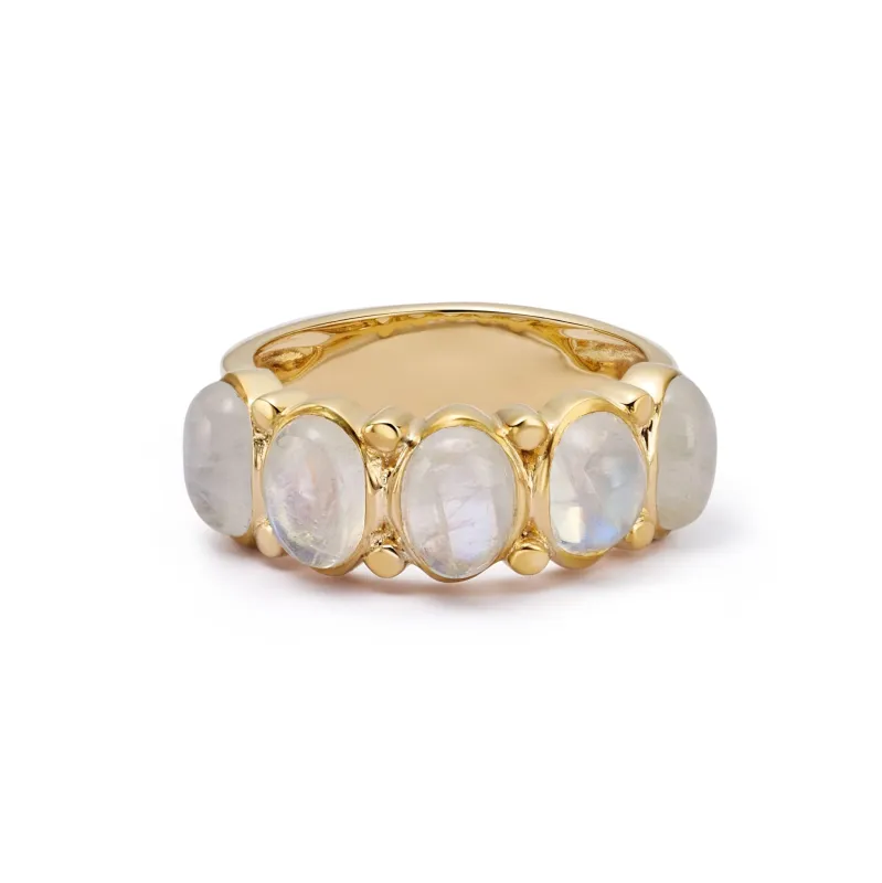 Bold Moonstone Ring 18ct Gold Plate made by Daisy Jewellery