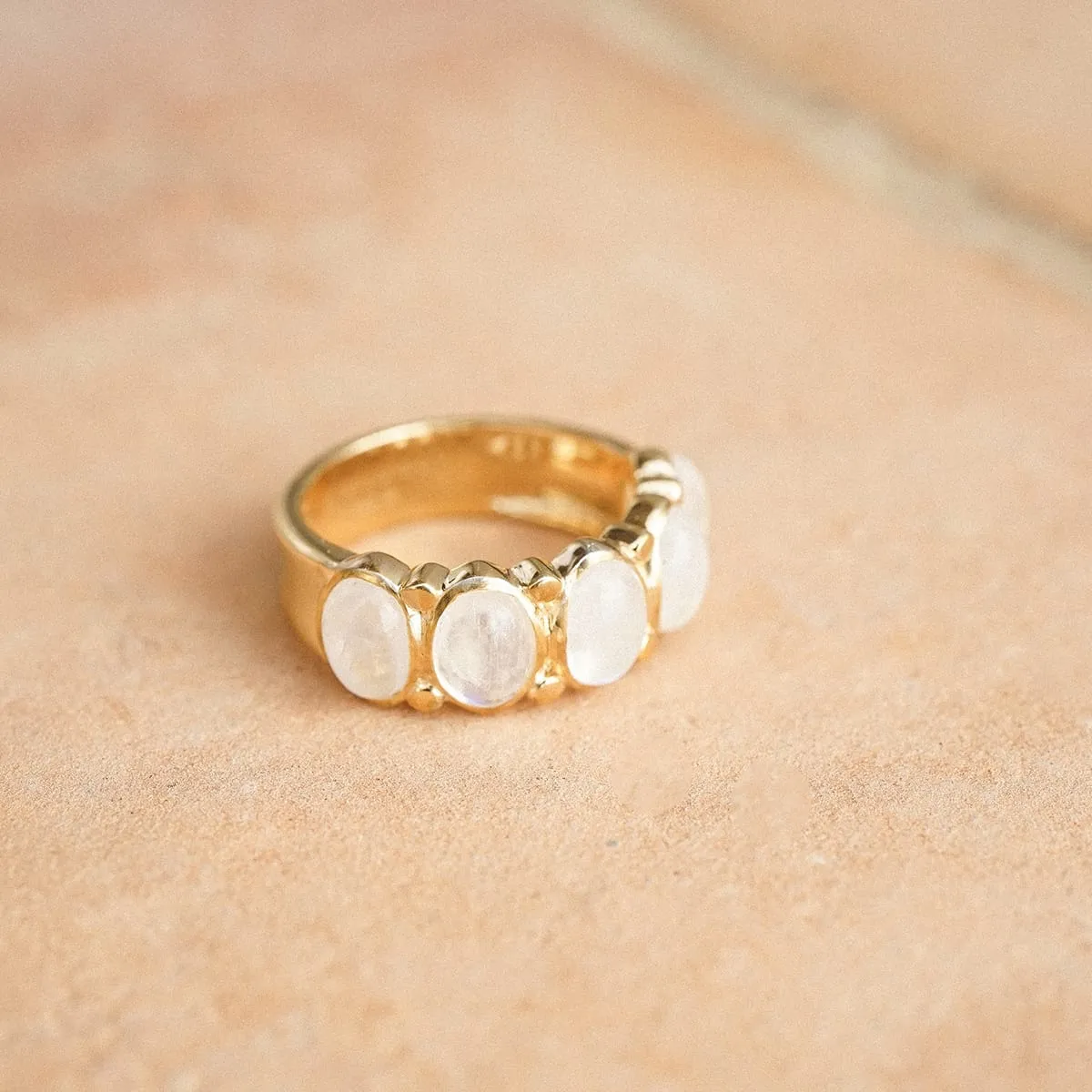 Bold Moonstone Ring 18ct Gold Plate sold by Daisy Jewellery product image thumbnail 3