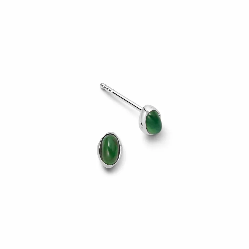 Green Aventurine Oval Stud Earrings Sterling Silver made by Daisy Jewellery