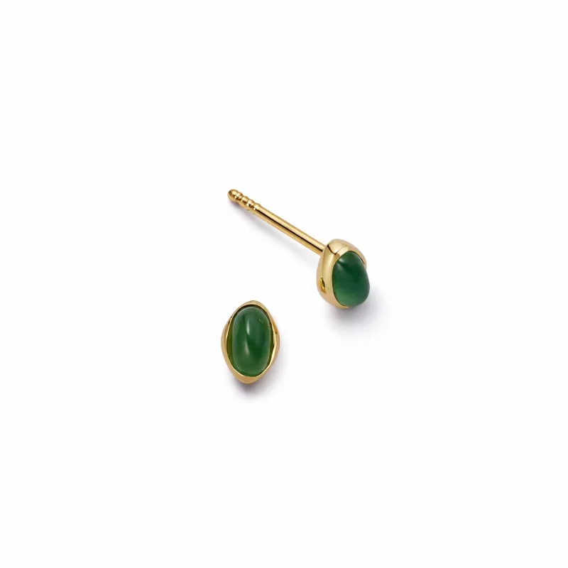 Green Aventurine Oval Stud Earrings 18ct Gold Plate made by Daisy Jewellery