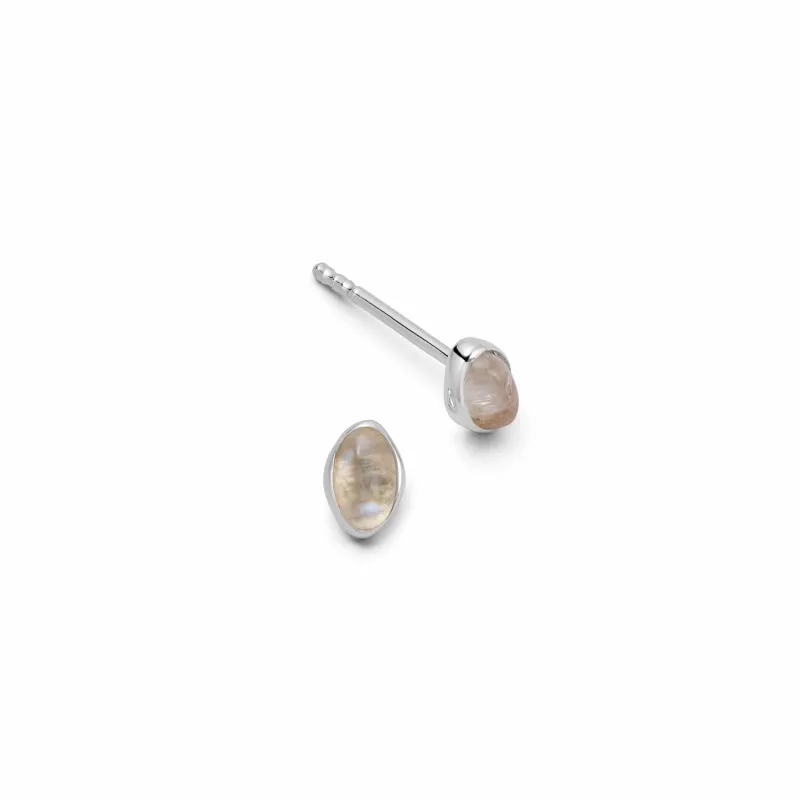 Moonstone Oval Stud Earrings Sterling Silver made by Daisy Jewellery