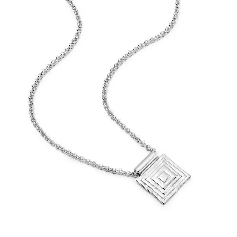 Strata Square Pendant Necklace Silver Plate made by Daisy Jewellery