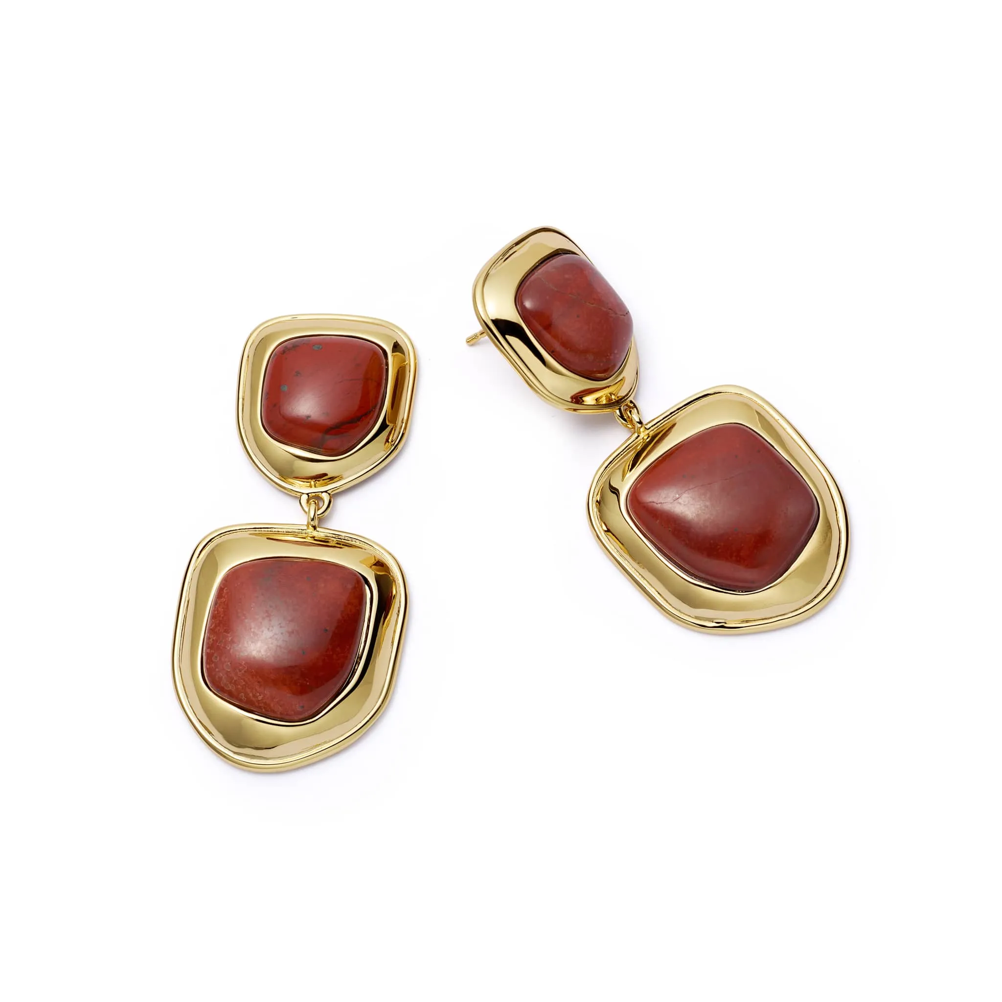 Red Jasper Organic Double Drop Earrings 18ct Gold Plate sold by Daisy Jewellery