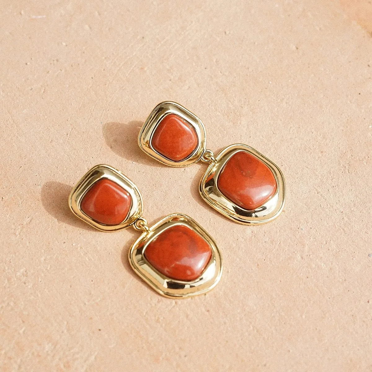 Red Jasper Organic Double Drop Earrings 18ct Gold Plate sold by Daisy Jewellery product image thumbnail 3