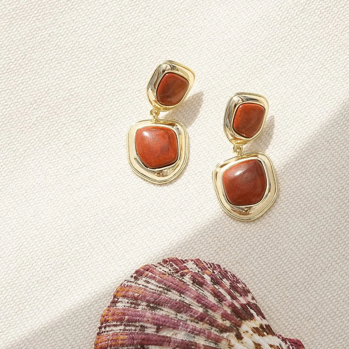 Red Jasper Organic Double Drop Earrings 18ct Gold Plate sold by Daisy Jewellery product image thumbnail 5