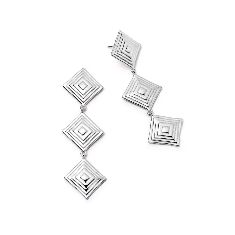 Strata Triple Drop Earrings Silver Plate made by Daisy Jewellery