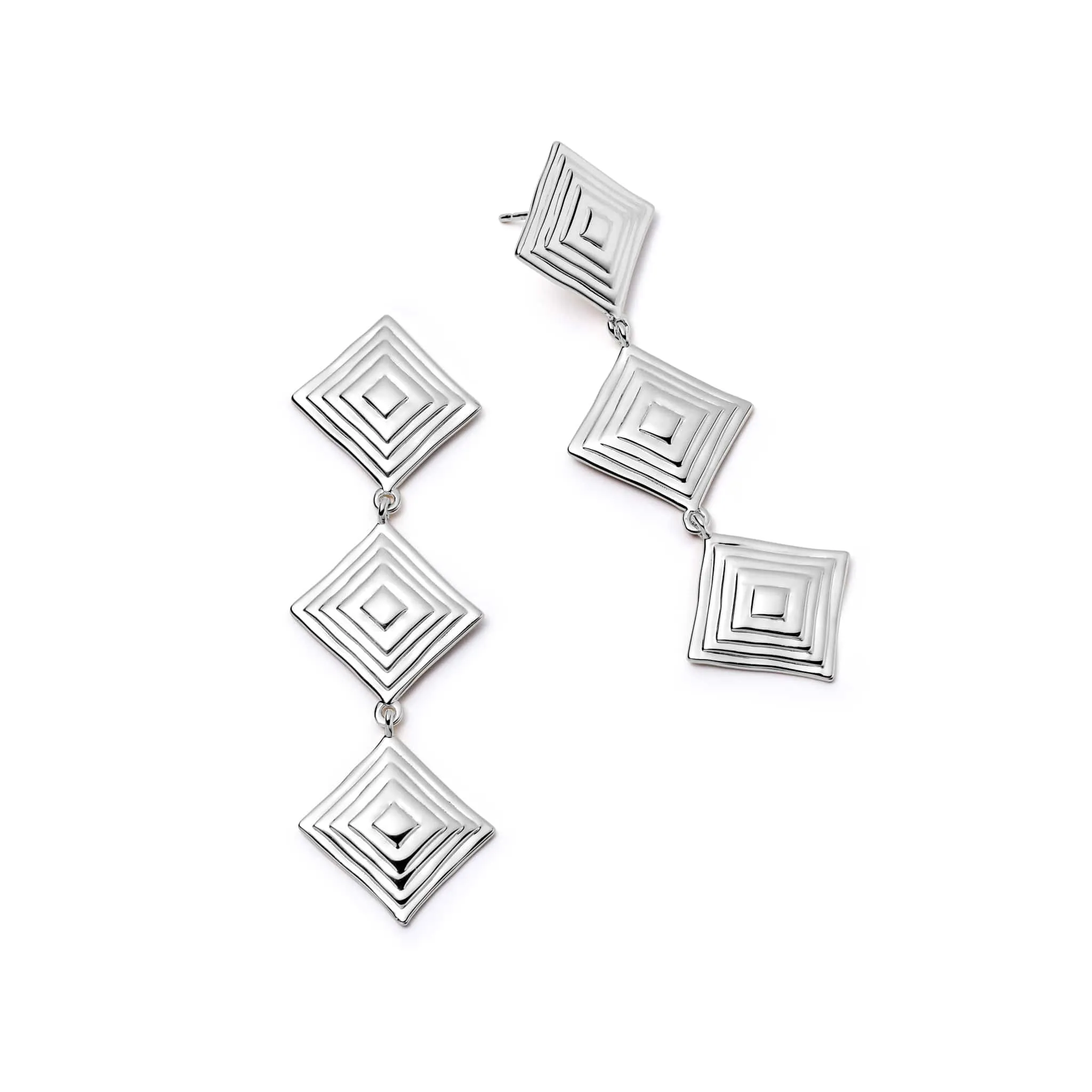 Strata Triple Drop Earrings Silver Plate sold by Daisy Jewellery