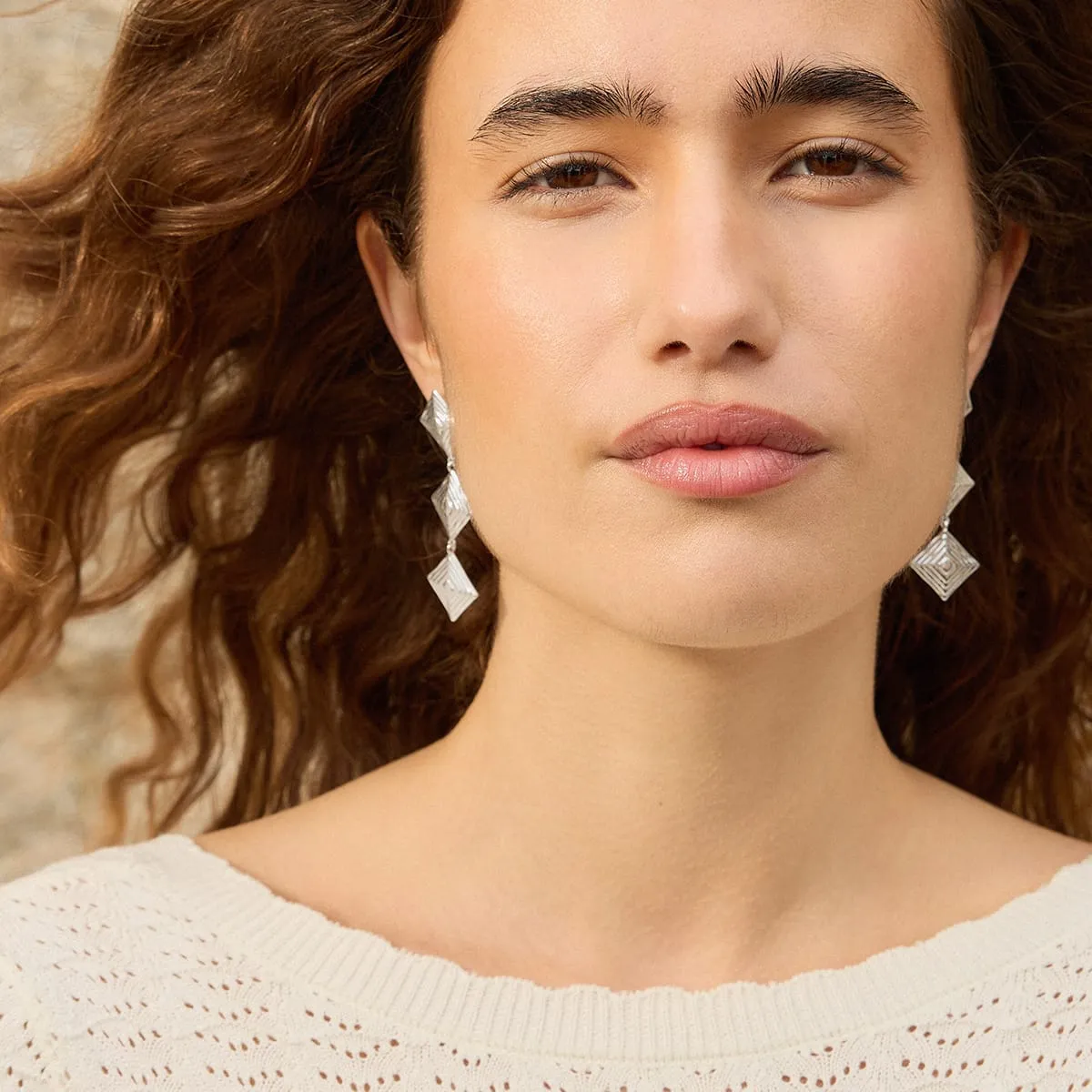 Strata Triple Drop Earrings Silver Plate sold by Daisy Jewellery product image thumbnail 4