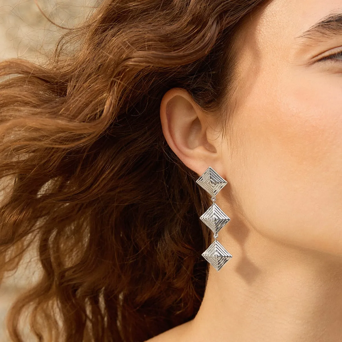 Strata Triple Drop Earrings Silver Plate sold by Daisy Jewellery product image thumbnail 2