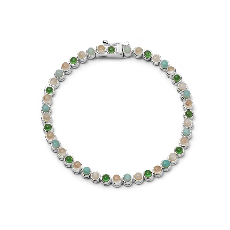 Mixed Gemstone Tennis Bracelet Silver Plate made by Daisy Jewellery