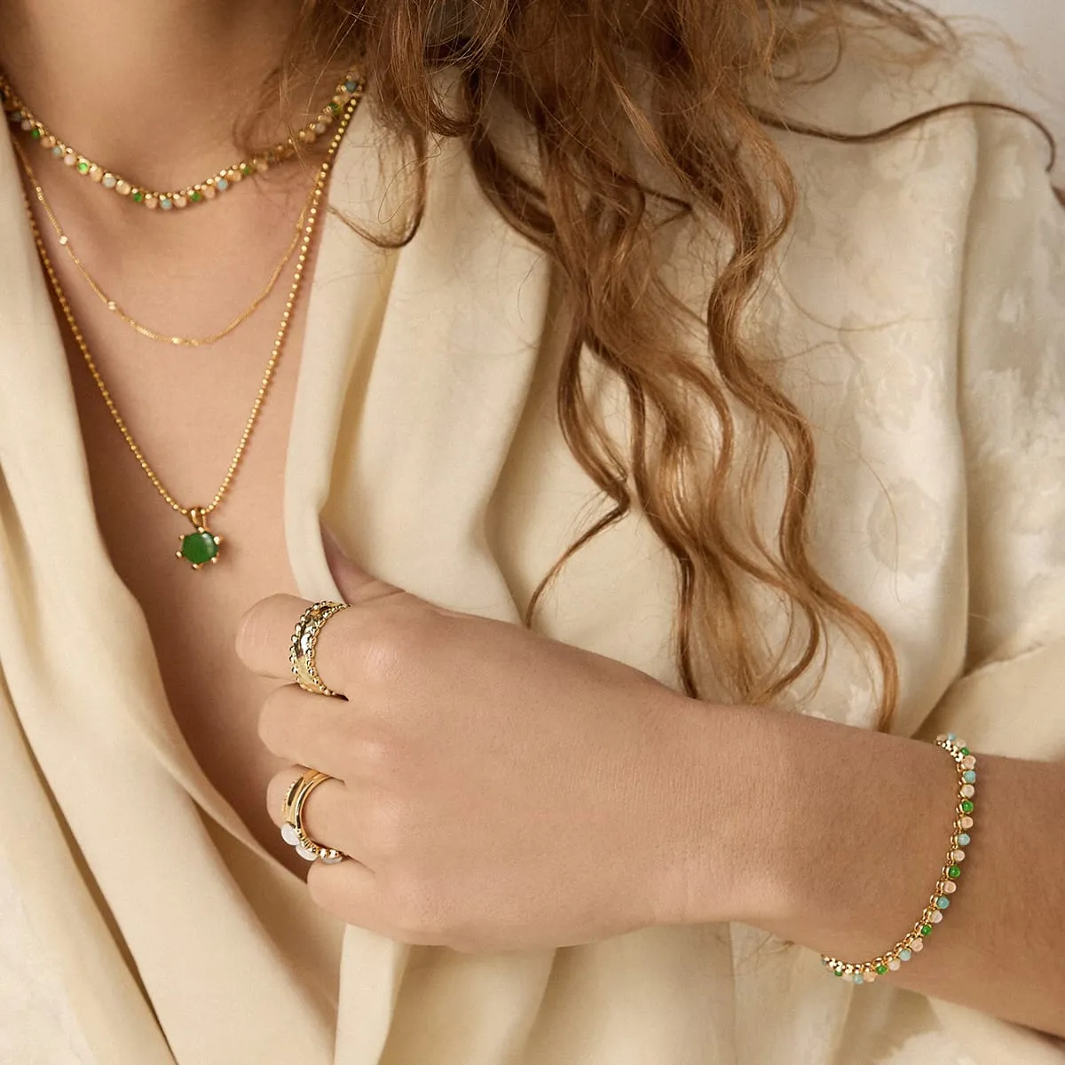 Mixed Gemstone Tennis Bracelet 18ct Gold Plate sold by Daisy Jewellery product image thumbnail 4