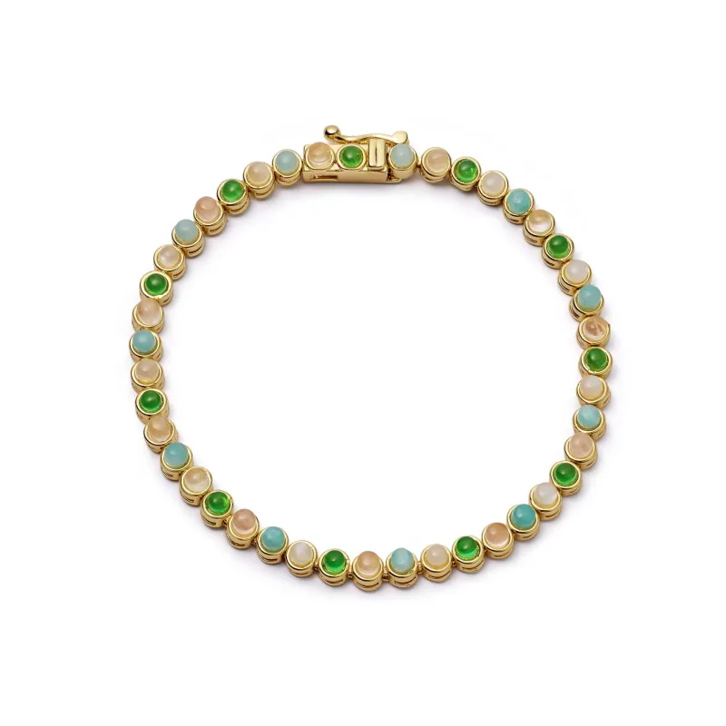 Mixed Gemstone Tennis Bracelet 18ct Gold Plate made by Daisy Jewellery