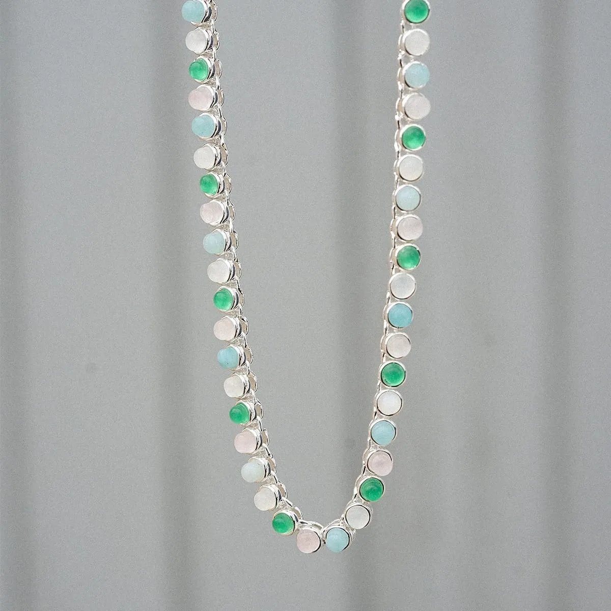 Pastel Gemstone Tennis Necklace Silver Plate sold by Daisy Jewellery product image thumbnail 3