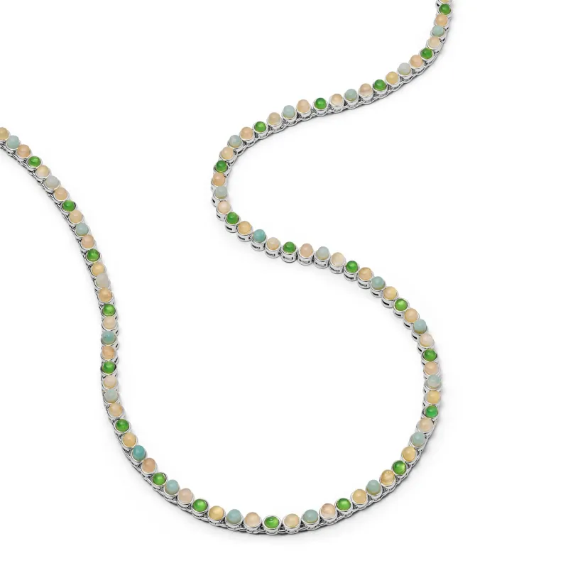Mixed Gemstone Tennis Necklace Silver Plate made by Daisy Jewellery