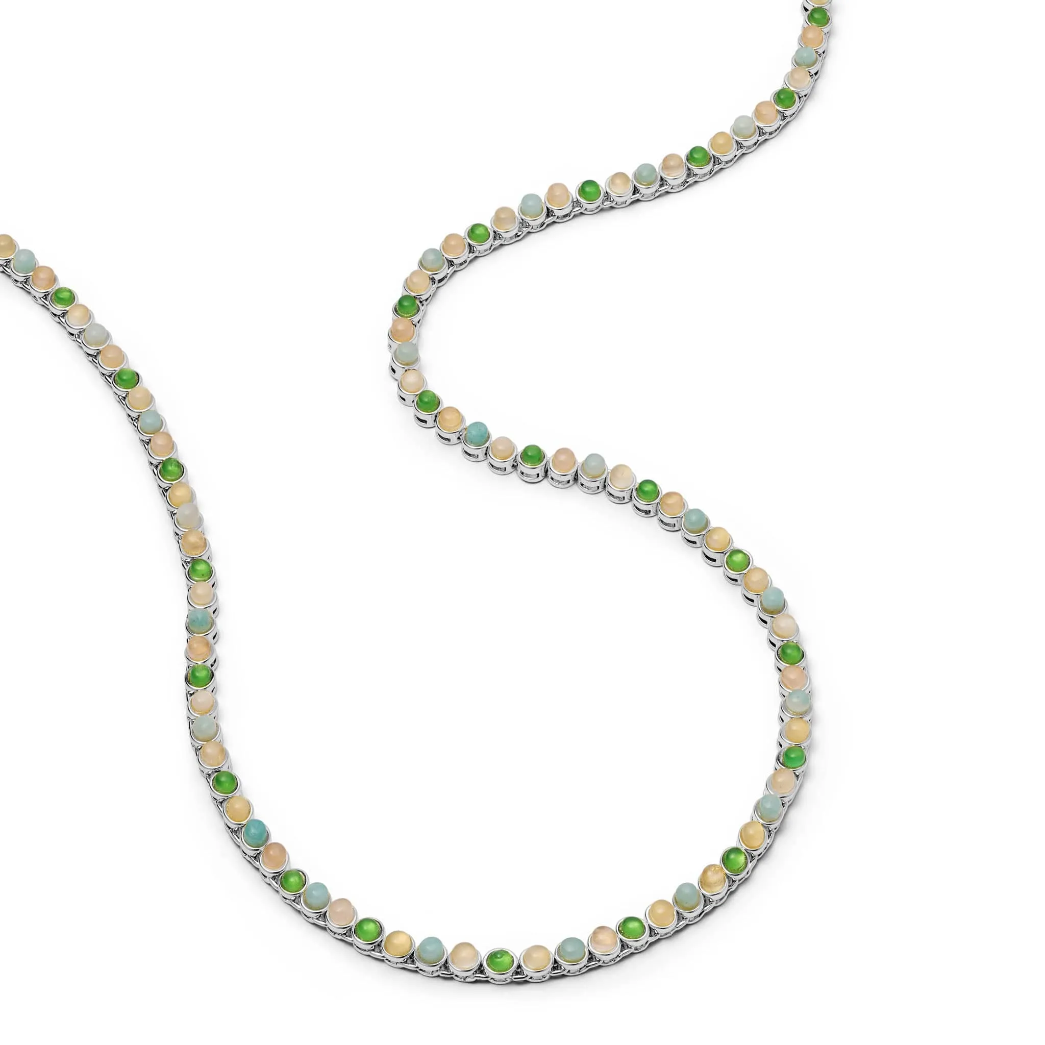 Pastel Gemstone Tennis Necklace Silver Plate sold by Daisy Jewellery