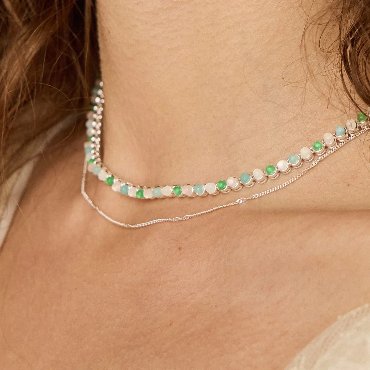 Pastel Gemstone Tennis Necklace Silver Plate sold by Daisy Jewellery product image thumbnail 2