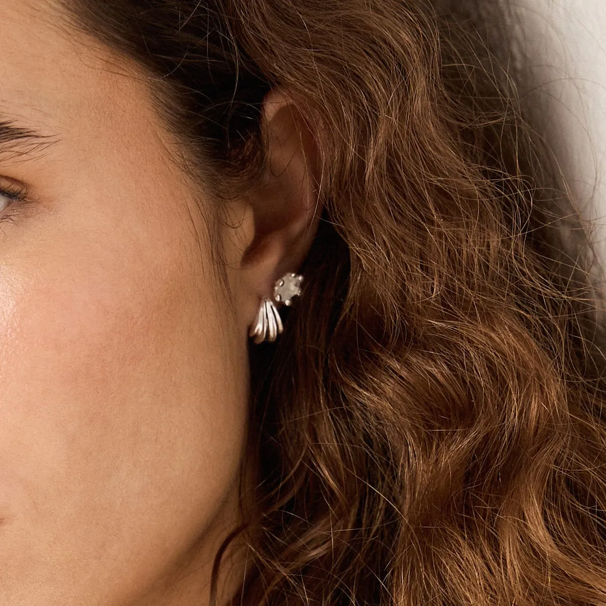 Wave Stud Earrings Silver Plate sold by Daisy Jewellery product image thumbnail 2
