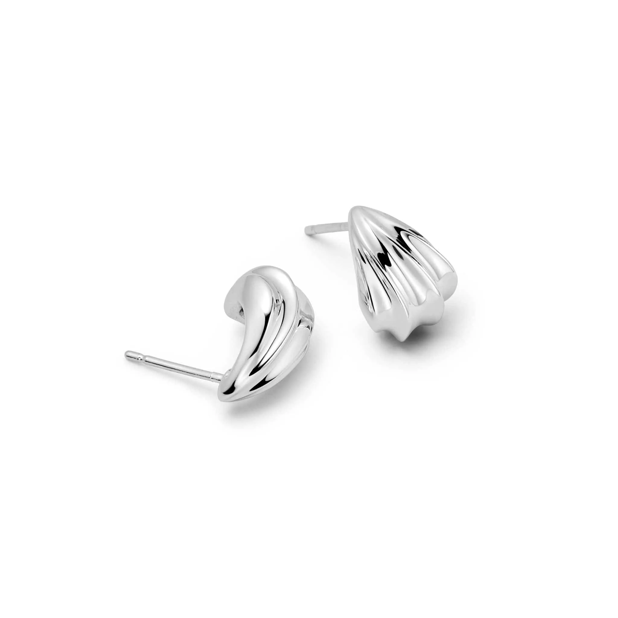 Wave Stud Earrings Silver Plate sold by Daisy Jewellery