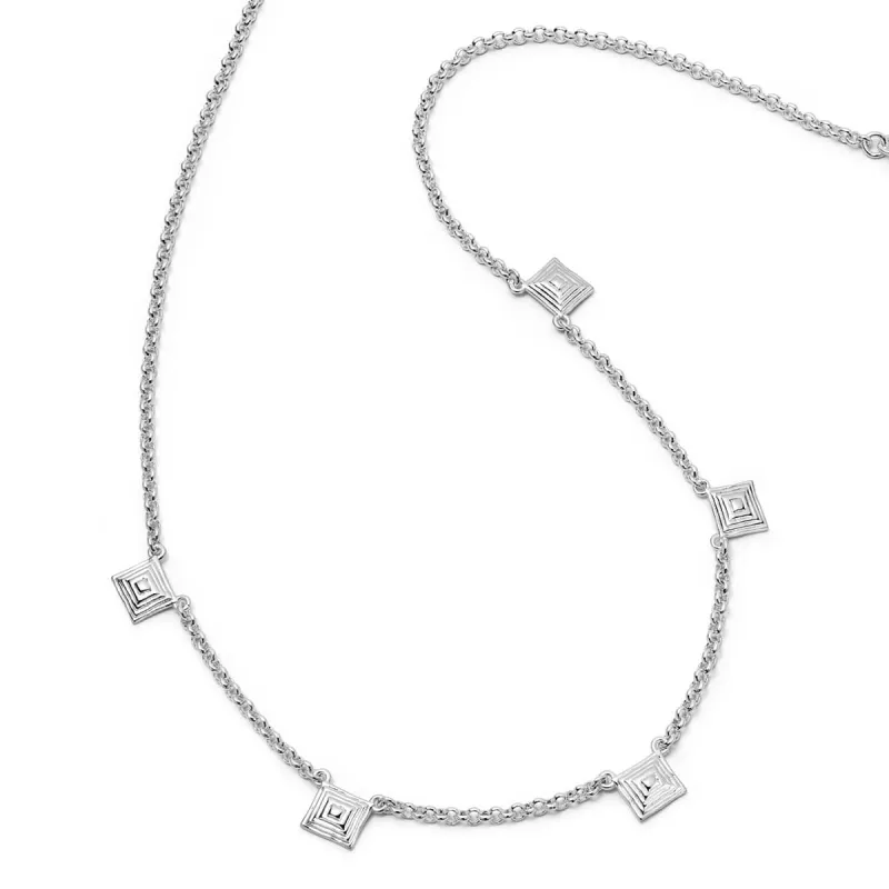 Strata Station Necklace Silver Plate made by Daisy Jewellery
