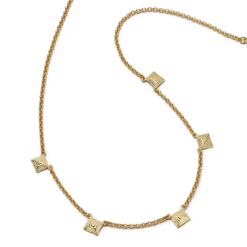 Strata Station Necklace 18ct Gold Plate made by Daisy Jewellery