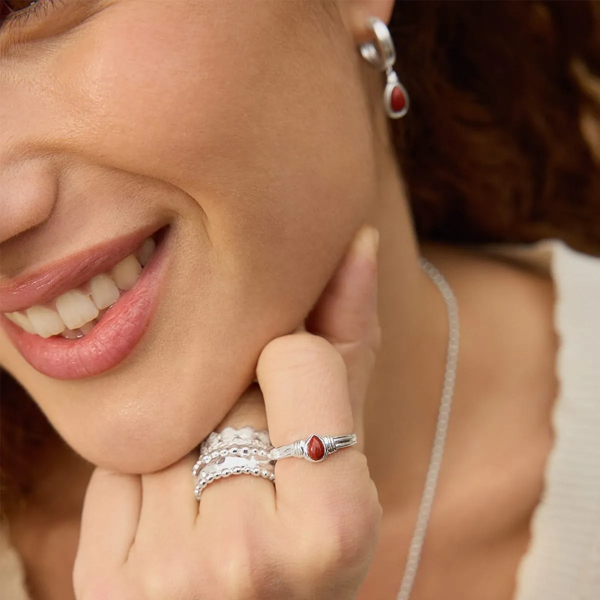 Red Jasper Pear Ring Sterling Silver sold by Daisy Jewellery product image thumbnail 4