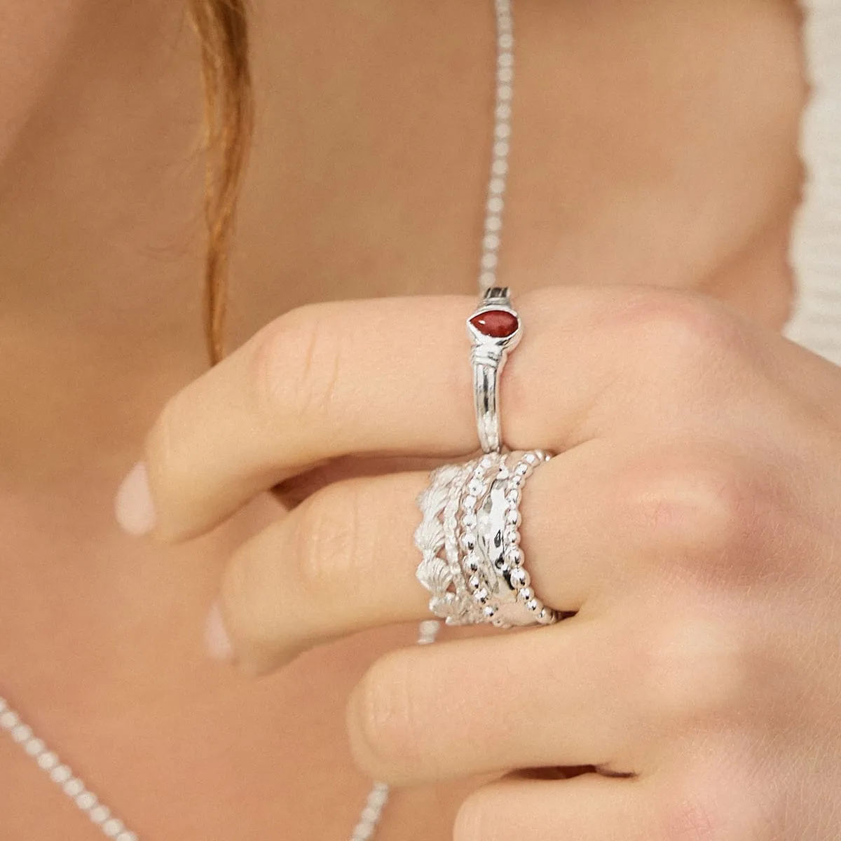 Red Jasper Pear Ring Sterling Silver sold by Daisy Jewellery product image thumbnail 2