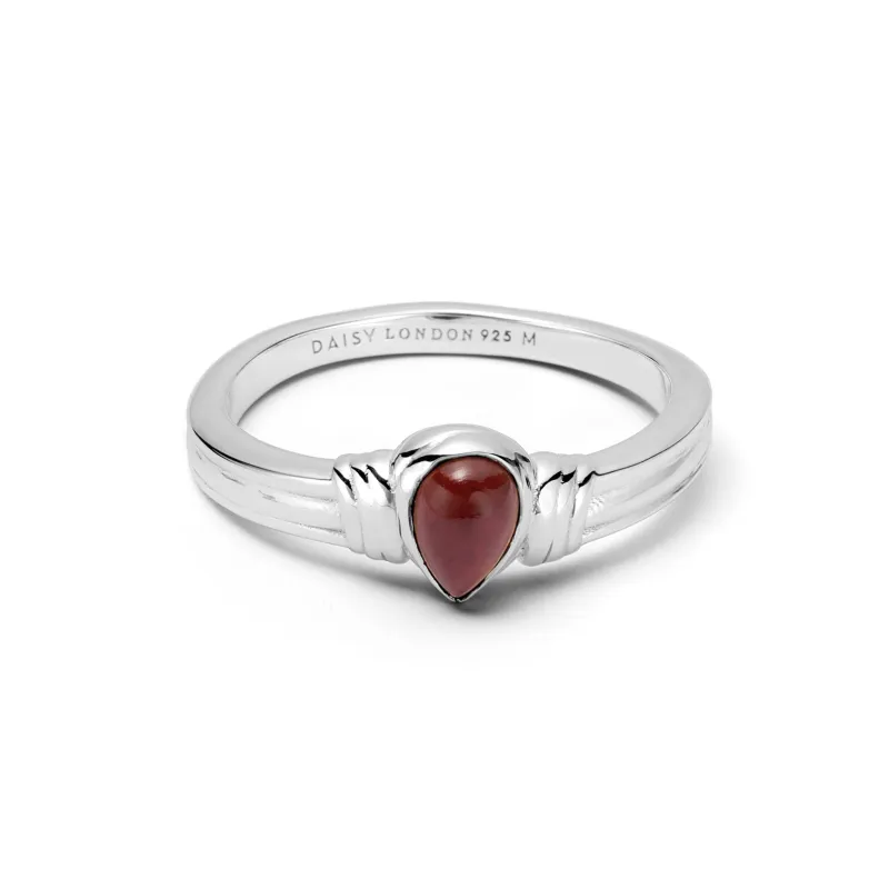 Red Jasper Pear Ring Sterling Silver made by Daisy Jewellery