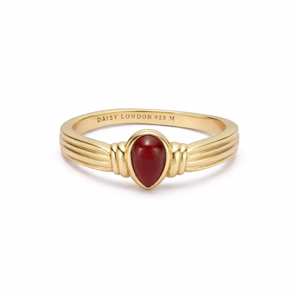 Red Jasper Pear Ring 18ct Gold Plate sold by Daisy Jewellery