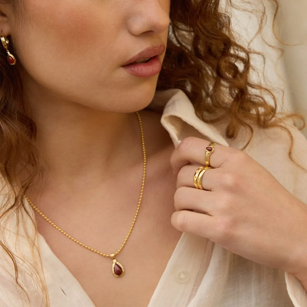 Red Jasper Pear Ring 18ct Gold Plate sold by Daisy Jewellery product image thumbnail 4