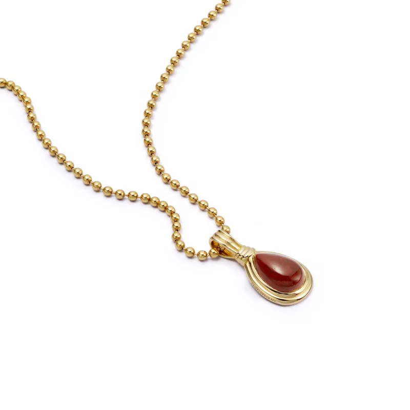 Red Jasper Pear Necklace 18ct Gold Plate made by Daisy Jewellery