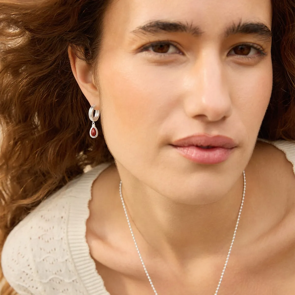 Red Jasper Pear Drop Earrings Sterling Silver sold by Daisy Jewellery product image thumbnail 4