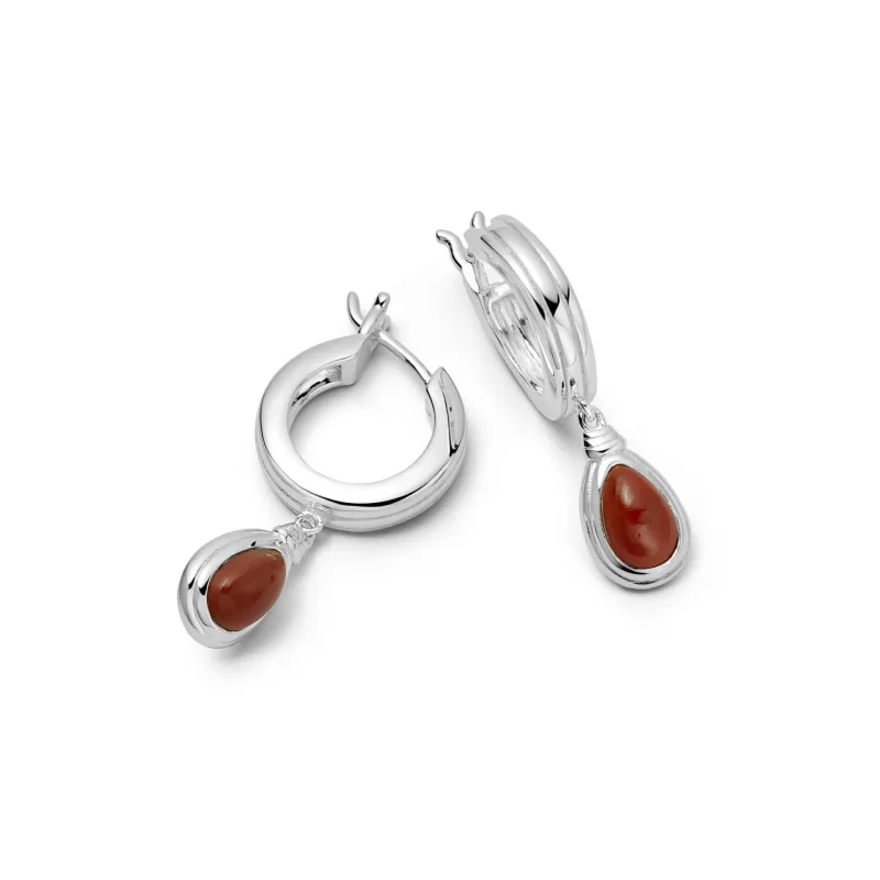 Red Jasper Pear Drop Earrings Sterling Silver made by Daisy Jewellery