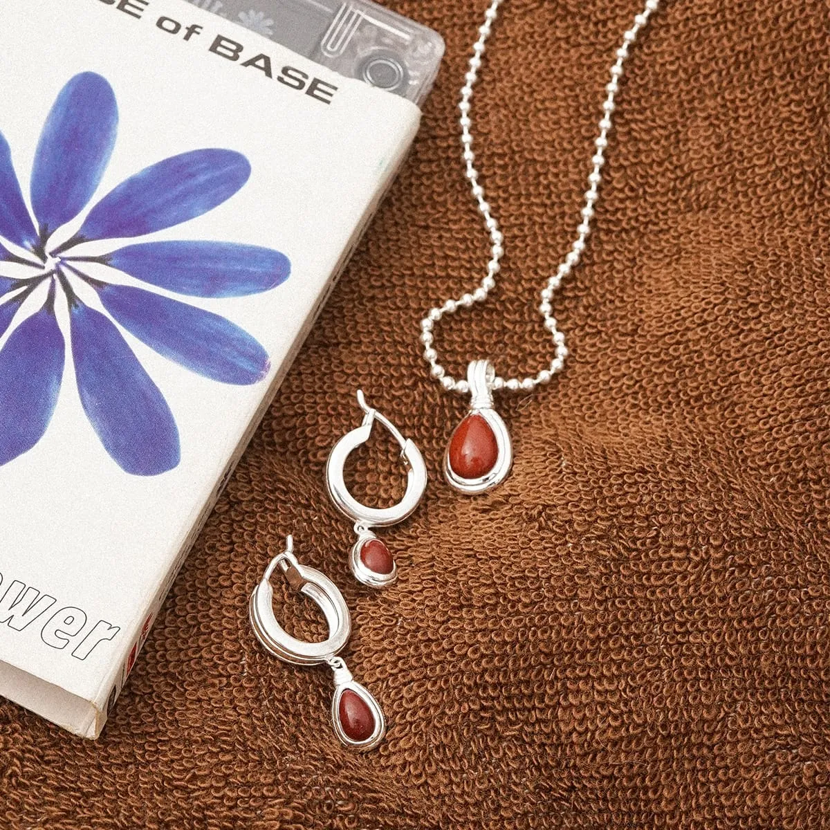 Red Jasper Pear Drop Earrings Sterling Silver sold by Daisy Jewellery product image thumbnail 3