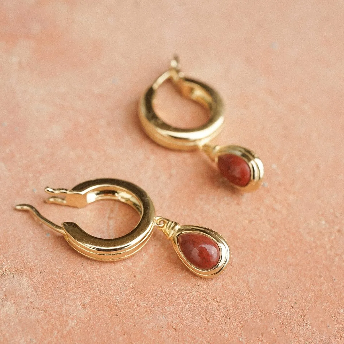 Red Jasper Pear Drop Earrings 18ct Gold Plate sold by Daisy Jewellery product image thumbnail 3