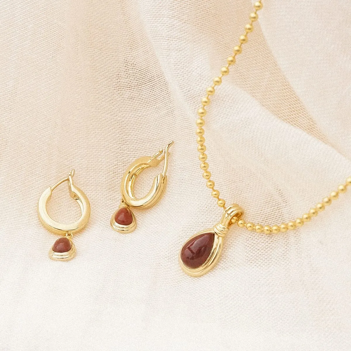 Red Jasper Pear Drop Earrings 18ct Gold Plate sold by Daisy Jewellery product image thumbnail 5
