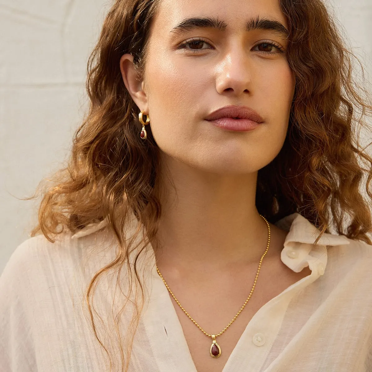 Red Jasper Pear Drop Earrings 18ct Gold Plate sold by Daisy Jewellery product image thumbnail 4