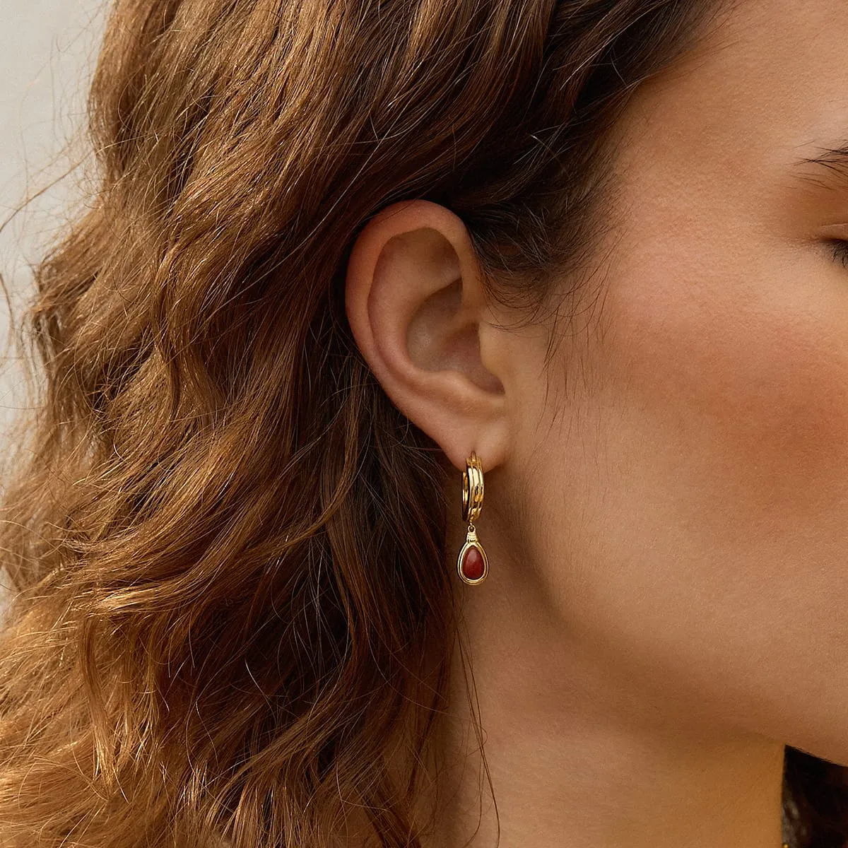 Red Jasper Pear Drop Earrings 18ct Gold Plate sold by Daisy Jewellery product image thumbnail 2