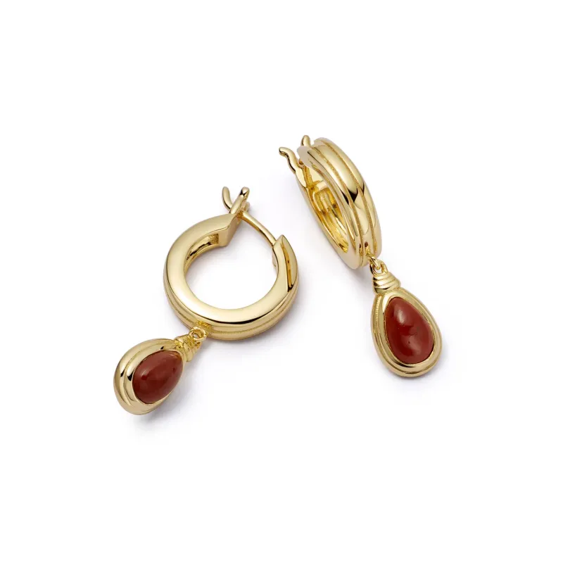 Red Jasper Pear Drop Earrings 18ct Gold Plate made by Daisy Jewellery